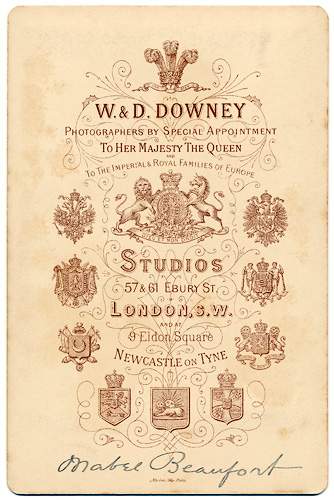 W. & D. Downey - London - Miss Mabel Beaufort - backside