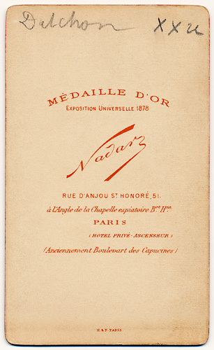 Carte de visite by Nadar - backside