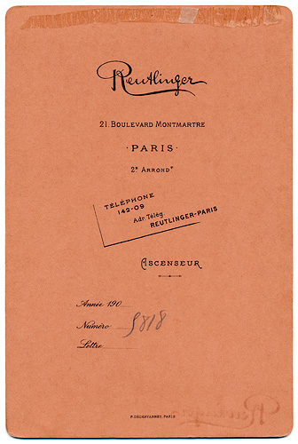 Cabinet Card Reutlinger - backside