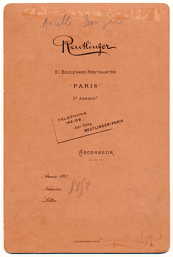 Cabinet Card Reutlinger - backside