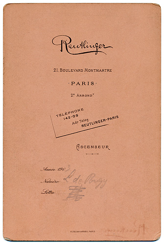 Cabinet Card Reutlinger - backside