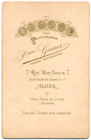 Jean Geiser - Cabinet Card - backside